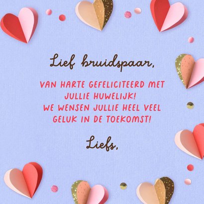 Felicitatiekaart getrouwd hartjes confetti 3