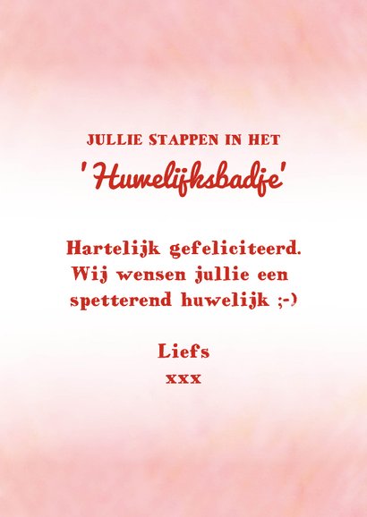Felicitatiekaart getrouwd huwelijksbadje 3