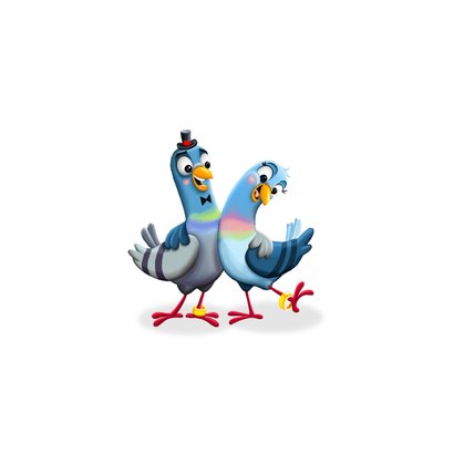 Felicitatiekaart getrouwd met 2 schattige duifjes 2