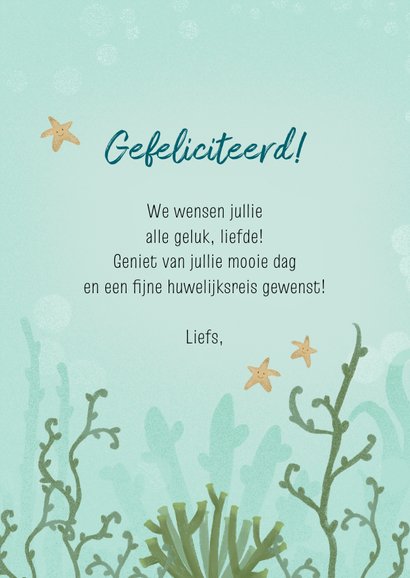 Felicitatiekaart getrouwd met illustratie van goudvissen 3