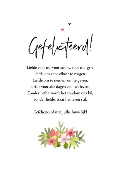 Felicitatiekaart getrouwd oldtimer vintage bloemen hartjes 3