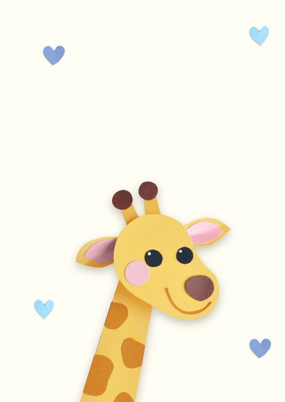 Felicitatiekaart giraffe en hartjes jongen 2