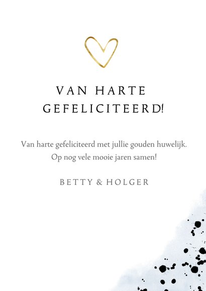 Felicitatiekaart gouden huwelijk 50 jaar cijferballon 3