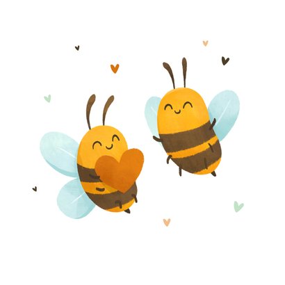 Felicitatiekaart grappig getrouwd bijen hartjes 2