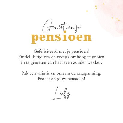 Felicitatiekaart grappig vrouw pensioen oud ontspannen wijn 3