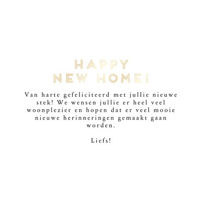 Felicitatiekaart happy new home met goud en foto 3