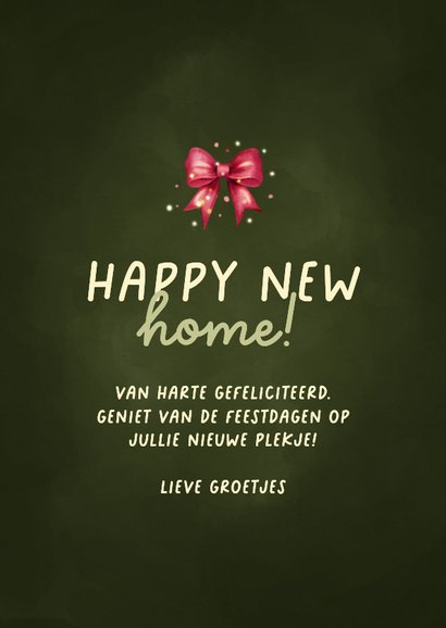 Felicitatiekaart happy new home met vrolijke kerstboom 3