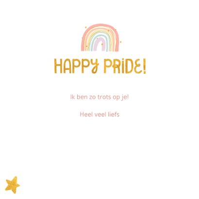 Felicitatiekaart happy pride met regenboog en goudlook 3