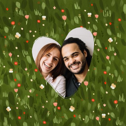 Felicitatiekaart hart bloementuin huwelijksjubileum 2