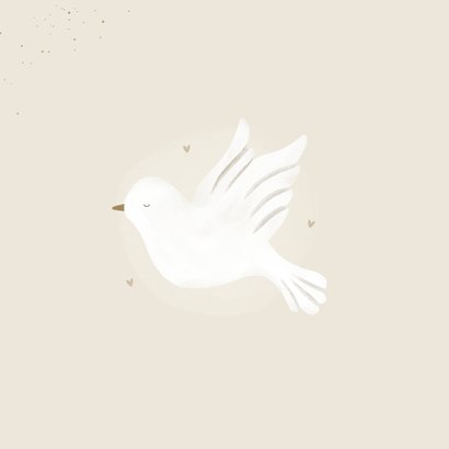 Felicitatiekaart heilig vormsel beige duif hartjes 2