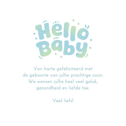 Felicitatiekaart hello boy grafisch baby jongen 3