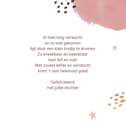 Felicitatiekaart hello little girl goud 3