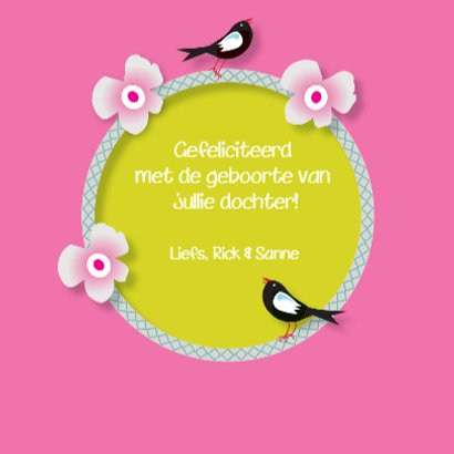 Felicitatiekaart Hertje Vogels Zoet en Stoer en Roze 3