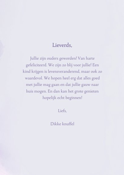 Felicitatiekaart hi little baby twins met paarse waterverf 3