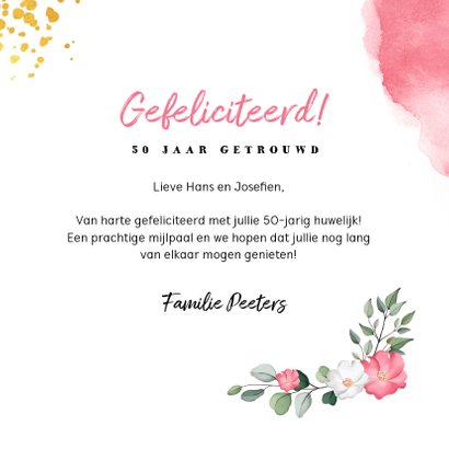 Felicitatiekaart hip en stijlvol met waterverf en goud 3