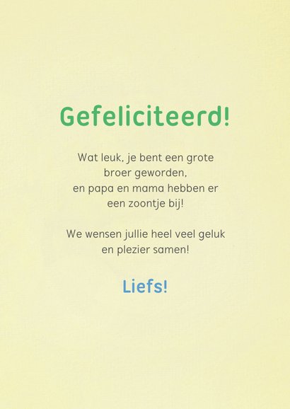 Felicitatiekaart 'Hoera je bent grote broer' 3