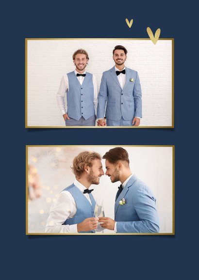 Felicitatiekaart huwelijk gay homo mr. and mr. foto hartjes 2
