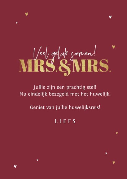 Felicitatiekaart huwelijk gay mrs and mrs silhouet vrouwen 3