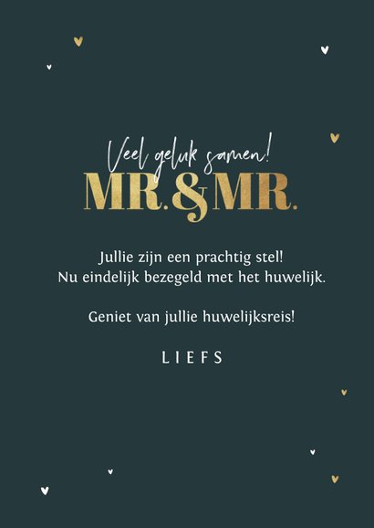 Felicitatiekaart huwelijk homo gay mr and mr silhouet 3