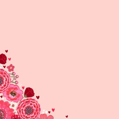 Felicitatiekaart huwelijk met rode en roze bloemen 2