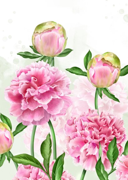 Felicitatiekaart huwelijk roze pioenrozen 2