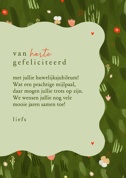 Felicitatiekaart huwelijksjubileum bloemenveld rand 3