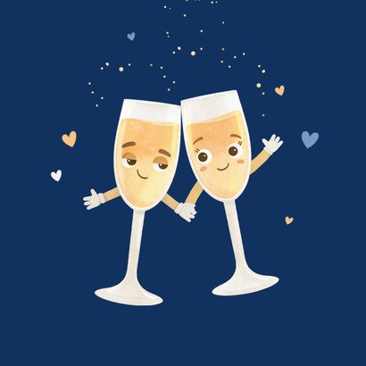 Felicitatiekaart huwelijksjubileum champagne proost liefde 2