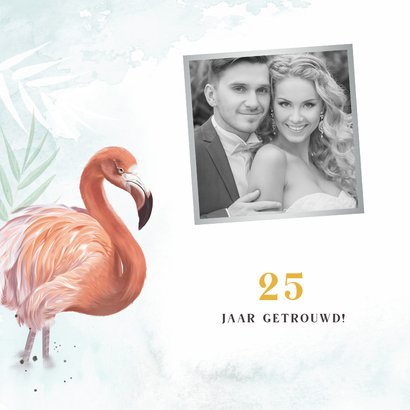 Felicitatiekaart huwelijksjubileum flamingo's 25 jaar 2