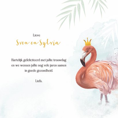 Felicitatiekaart huwelijksjubileum flamingo's 25 jaar 3