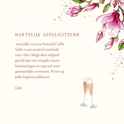 Felicitatiekaart huwelijksjubileum magnoliatakken 3