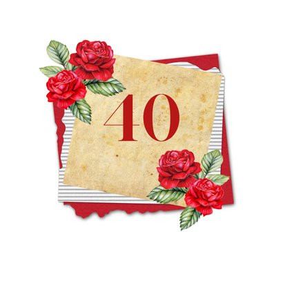 Felicitatiekaart huwelijksjubileum roos vintage 2