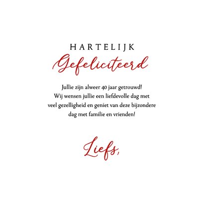 Felicitatiekaart huwelijksjubileum roos vintage 3