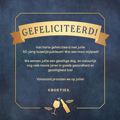 Felicitatiekaart huwelijksjubileum stijlvol met bier en wijn 3