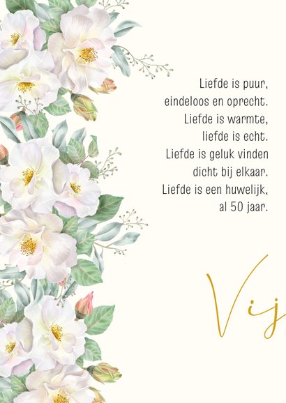 Felicitatiekaart huwelijksjubileum witte rozen 2