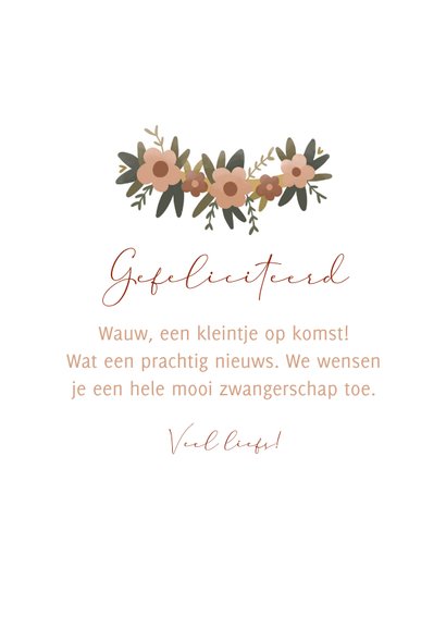 Felicitatiekaart illustratie bloemen en zwangere vrouw 3