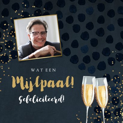 Felicitatiekaart jubileum 12,5 champagne goud confetti 2