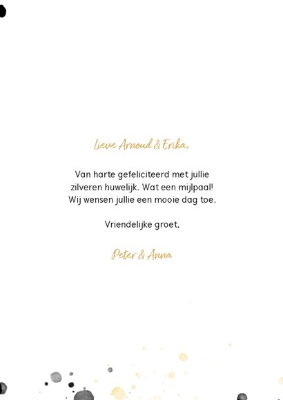 Felicitatiekaart jubileum '25' met spetters en foto 3
