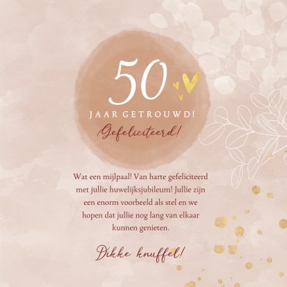 Felicitatiekaart jubileum 50 jaar eucalyptus hartjes 3