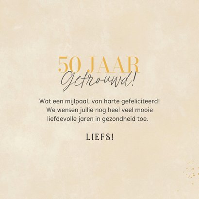 Felicitatiekaart jubileum 50 jaar getrouwd steenlook goud 3