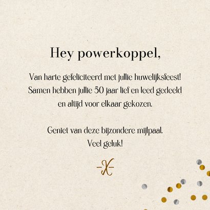Felicitatiekaart jubileum 50 jaar gouden huwelijk confetti 3