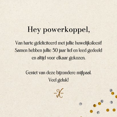 Felicitatiekaart jubileum 50 jaar gouden huwelijk confetti 3