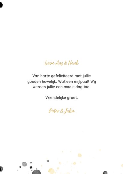 Felicitatiekaart jubileum '50' met foto en spetters 3