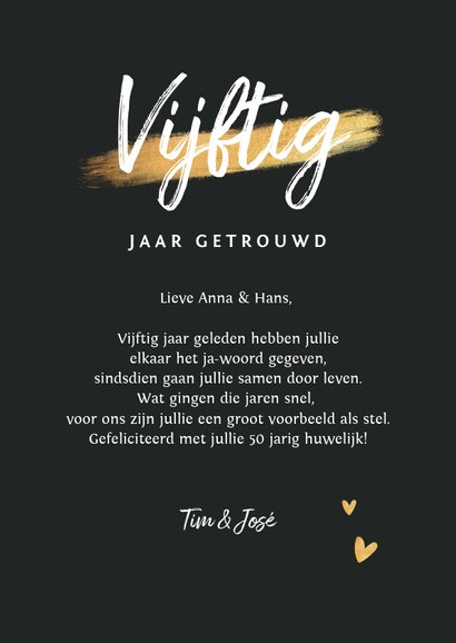 Felicitatiekaart jubileum huwelijk 50 jaar bloemen 3