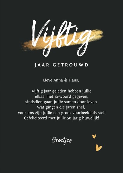 Felicitatiekaart jubileum huwelijk 50 jaar bloemen 3