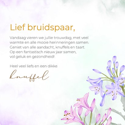 Felicitatiekaart jubileum pioen met agapanthus 3