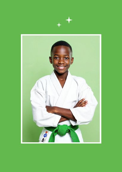 Felicitatiekaart judo groene band sport prestatie 2