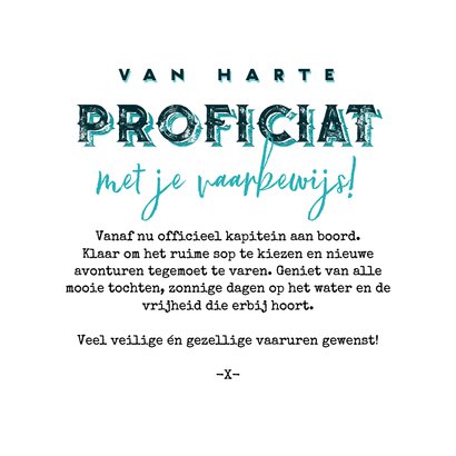 Felicitatiekaart kapitein vaarbewijs gehaald geslaagd stoer 3