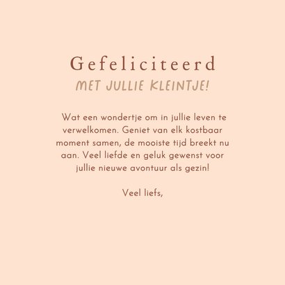 Felicitatiekaart kindje geboren lief bruin konijntje 3