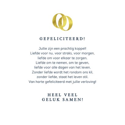 Felicitatiekaart klassiek verloofd ringen goud confetti 3