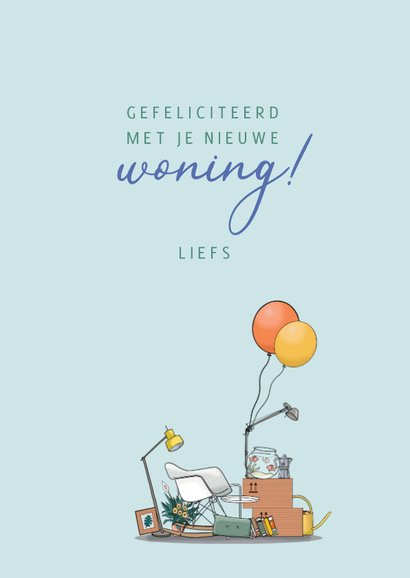 Felicitatiekaart kleine auto met spullen 3